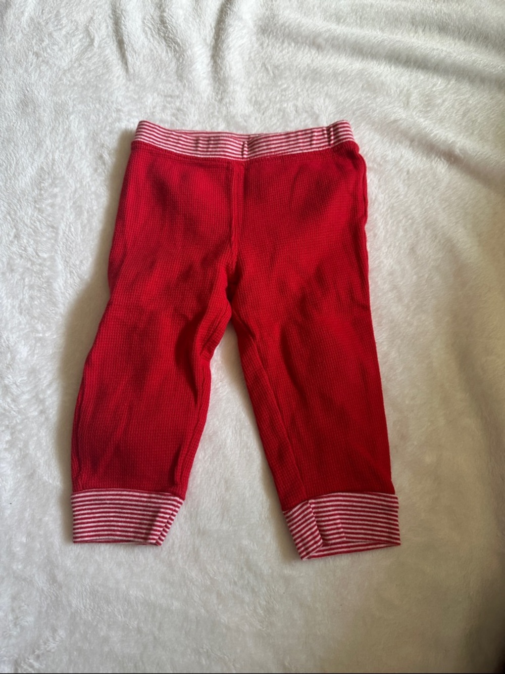 Carter's Red Infant Thermal Pants with Striped Waistband